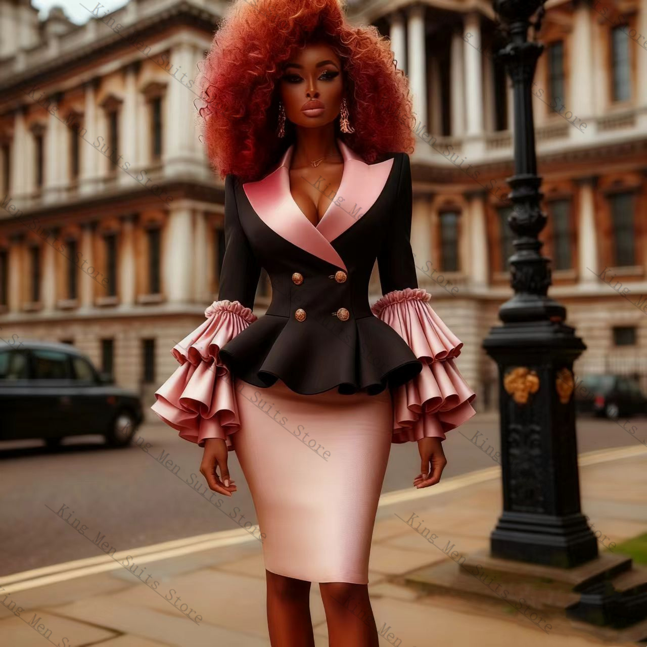 Women'S Formal Jackets To Wear With Dresses - Black Pink Women Suit Set 2