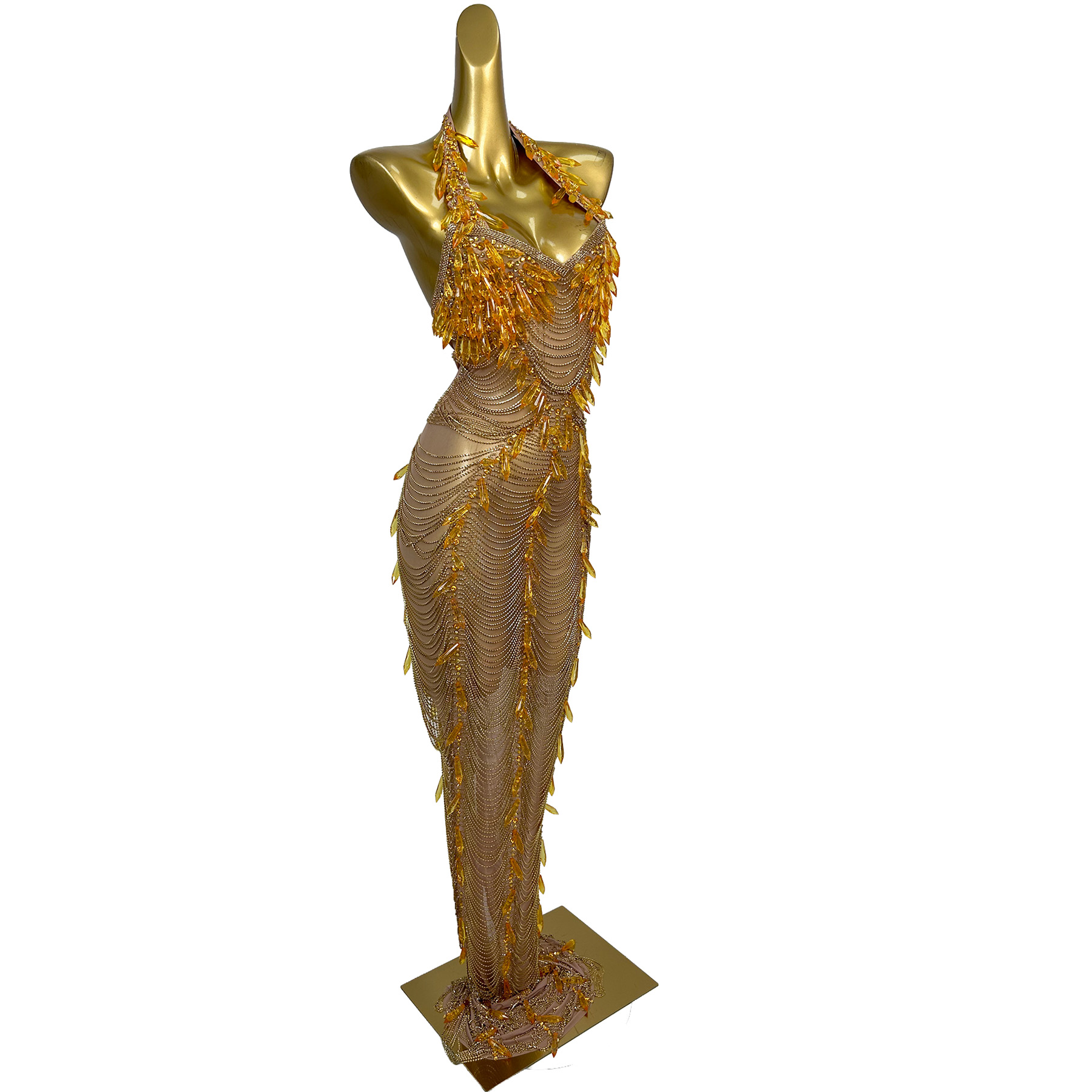 Gold Backless Diamond Tassel E - đánh giá và giá Women Formal Wear For Plus Size