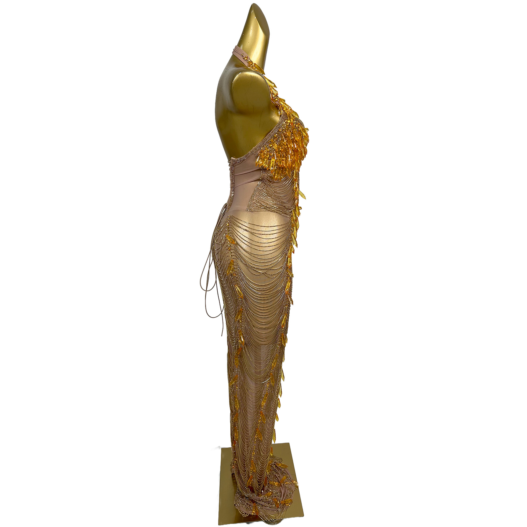 Gold Backless Diamond Tassel E - đánh giá và giá Women Formal Wear For Plus Size